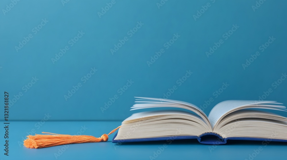 Poster open book with graduation tassel highlighting dynamic journey of learning and discovery