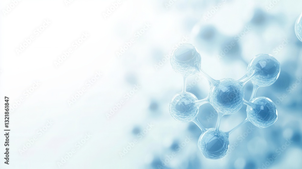 Aufkleber Abstract molecular structures on a clean blue background create a sterile scientific atmosphere for research and analysis
