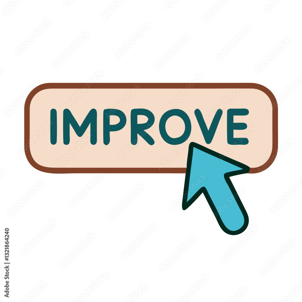 Poster improve button icon with cursor, enhancement concept