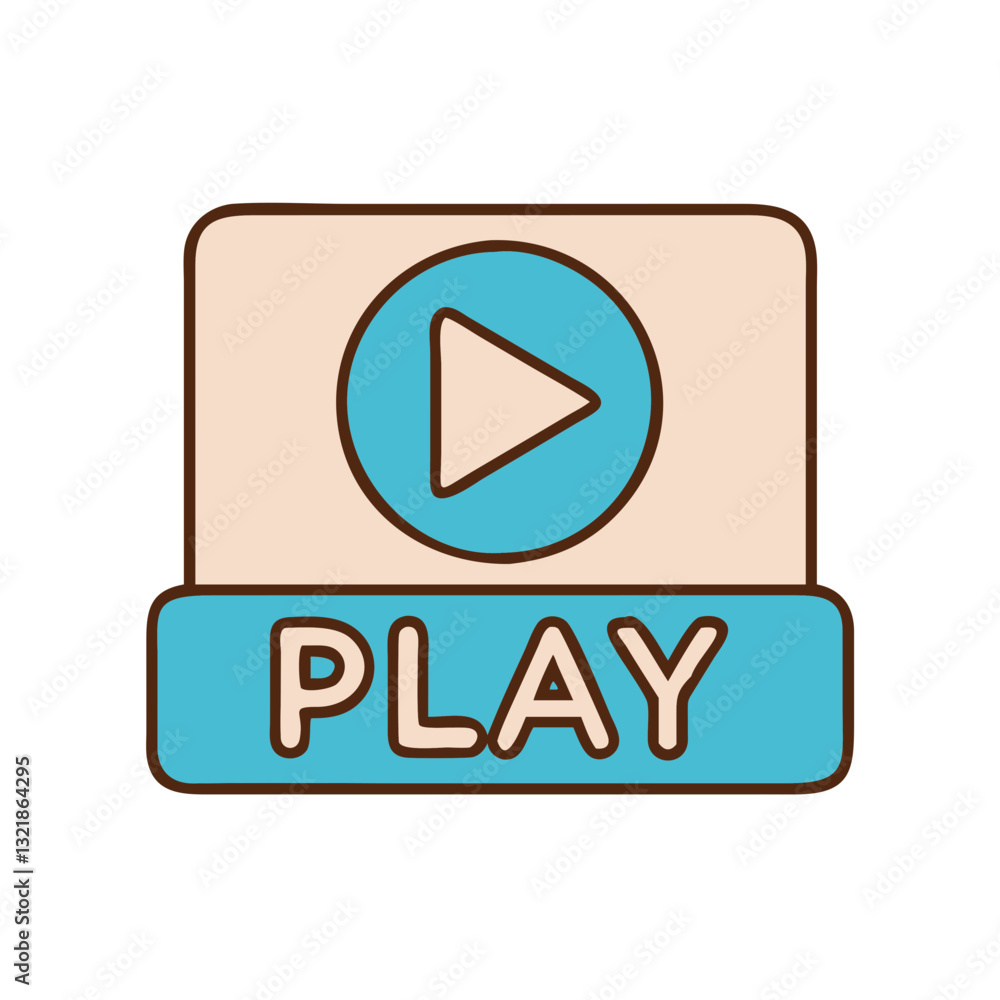 Poster play button icon with triangle, digital media interaction concept