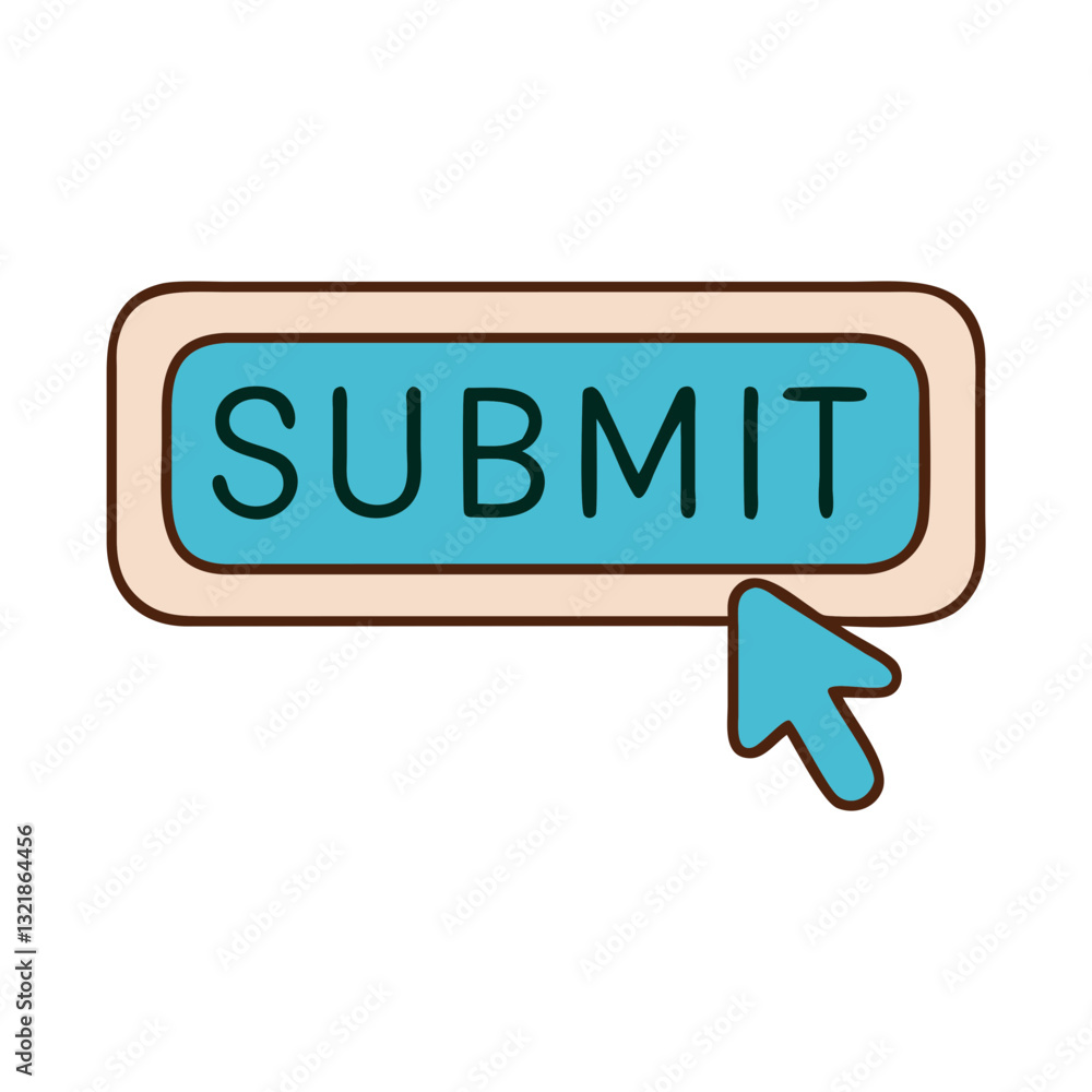 Poster submit button icon with cursor, online interaction concept