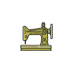 Sewing icon set vector, Vintage Yellow Sewing Machine Vector: Classic Design for Crafting and Home Decor Themes