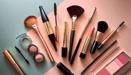 make up brushes and powder