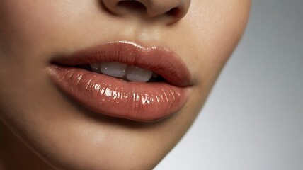 Fototapeta premium close up of a woman lips with red lipstick