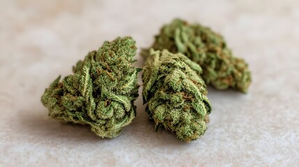 Macro Close-up of Lush Green Cannabis Flower Buds with Milky White Trichomes