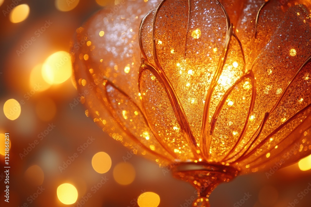 Poster a beautifully designed lamp glowing warmly, creating an inviting atmosphere. perfect for enhancing h