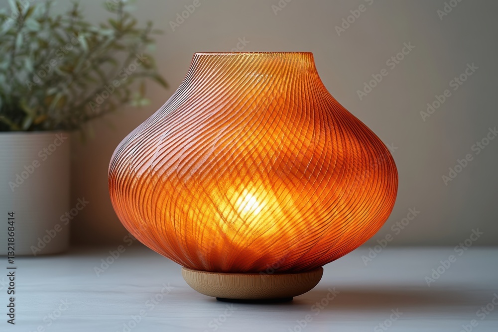 Poster a beautifully designed orange lamp with a unique pattern illuminates a cozy space, adding warmth and