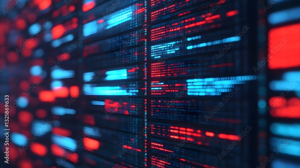 Poster abstract digital grid with seamless global data stream and light effects