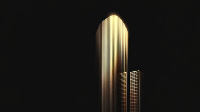 Tall modern building illuminated in an artistic conceptual architectural design - Powered by Adobe