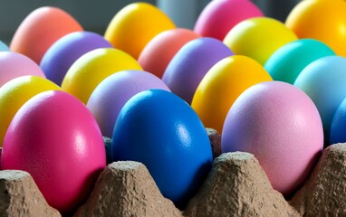 Colored egg boxes, colorful eggs for Easter