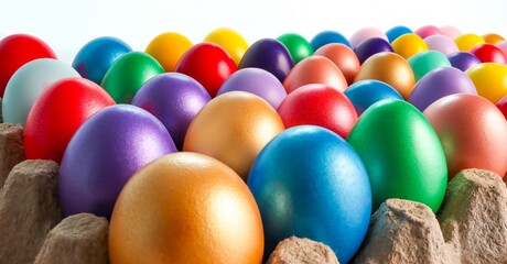 colorful eggs in egg cartons, Easter