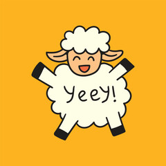 Adorable Cartoon Sheep with a Cute and Playful Expression