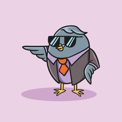 Cool Pigeon with tuxedo pointing forward