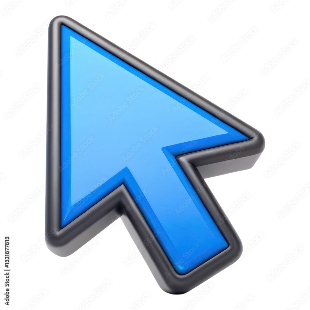 Poster 3d game cursor icon, digital pointer symbol, sleek design, modern interface