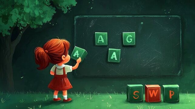 Child playing with letter blocks outdoors
