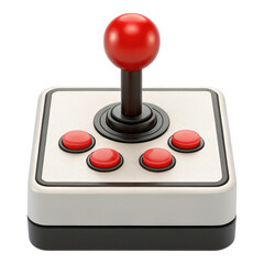 Classic arcade joystick with red buttons and vibrant red ball top, perfect for gaming nostalgia