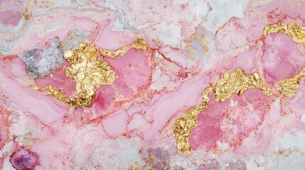 Elegant Abstract Pink Marble with Gold Accents for Background Design