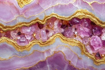 Stunning Pink Agate with Gold Veins and Crystal Inclusions