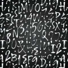 Seamless pattern with childish brush drawn letters. Handdrawn kid colored sans serif letters. Vector modern typography background. Funny festival font. Birthday and greeting card typography.