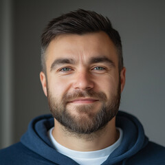 Obraz premium Portrait of a smiling man with a beard.