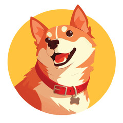 Cartoon illustration of a dog in different poses in vector format