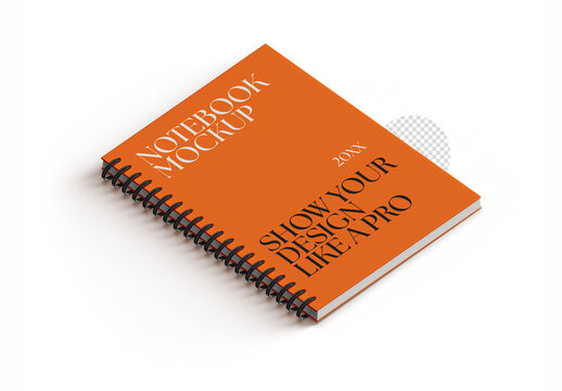 Mockup of Spiral Rigged Notebook Cover Isometric View
