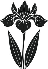 Elegant Iris Flower Silhouette Vector for Spring and Floral Designs