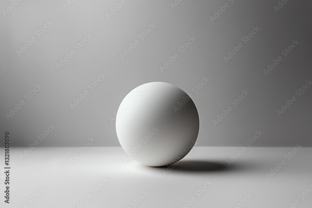 Poster a simple, elegant white sphere placed on a minimalist surface creates a striking visual effect, perf