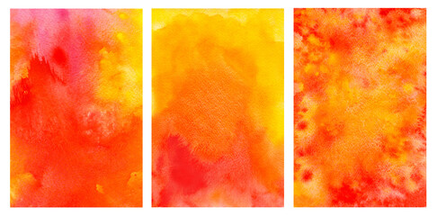 set backdrop Yellow orange abstract watercolor splashing background business card with space text hand paint collection