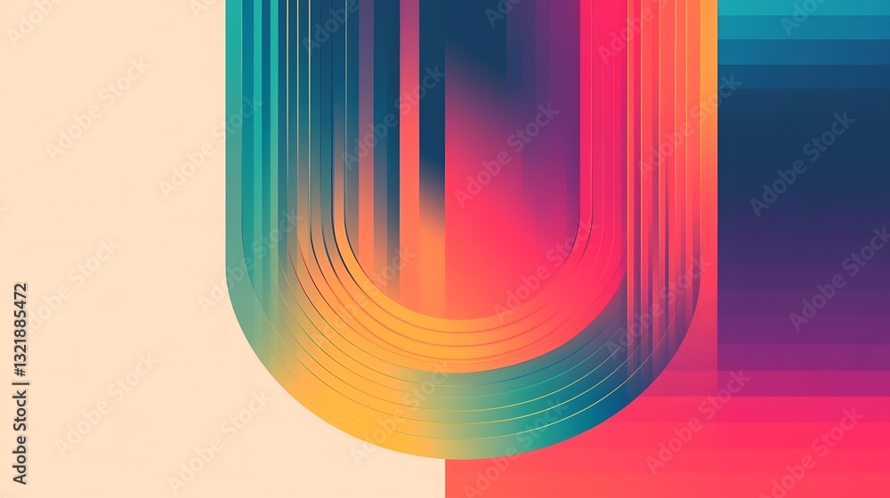 Poster vibrant neon gradient circular patterns in minimalist futuristic composition