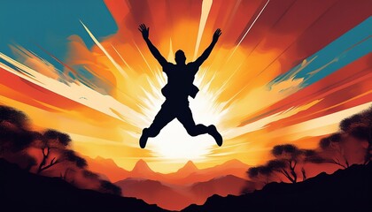 silhouette of jumping man