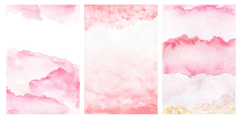 Obraz premium set Abstract pink watercolor background cards, flyer, poster, banner cover. collection backdrop Valentines day, wedding