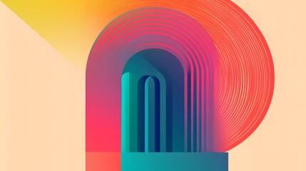 Sleek Contemporary Interwoven Circular Patterns with Futuristic Color Schemes Flat Design