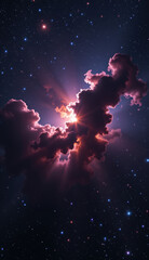 Fototapeta premium This stunning digital artwork presents a vibrant and surreal cosmic scene, blending elements of nebulae, planets, and star fields.