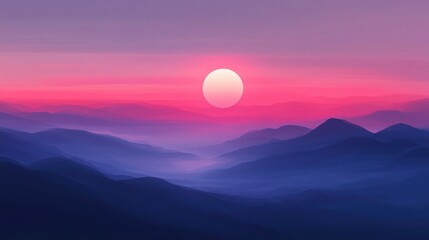 A beautiful sunset illuminates majestic mountains with colorful skies overhead