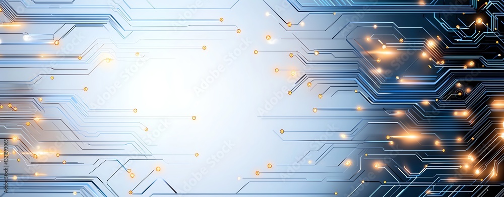 Poster futuristic technology background with glowing lines and circuit patterns. ideal for digital design p