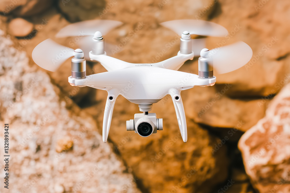 Poster a drone hovers above fields, capturing high-resolution images to assess irrigation efficiency and cr