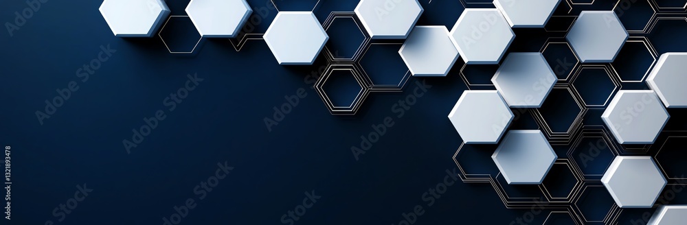 Poster futuristic abstract background featuring a honeycomb pattern in metallic tones