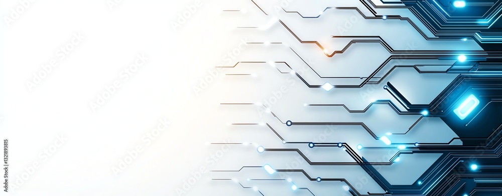 Poster abstract technology background featuring circuit patterns with glowing elements