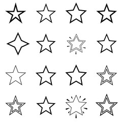 Obraz premium set of black outline stars vector on white background