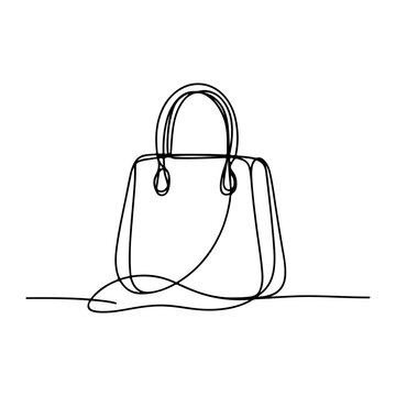recommend clip art: Minimalist tote bag line art drawing in black and white
