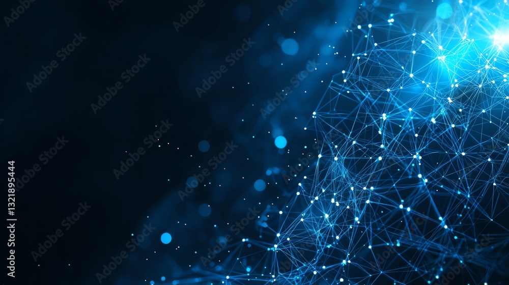 Poster this captivating digital background features interconnected lines and glowing nodes, representing th