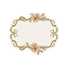Elegant Decorative Lilies Contemporary Art Nouveau Frame Boho Border Bohemian Flowers Folk Flower Vintage Banner Backgrounds