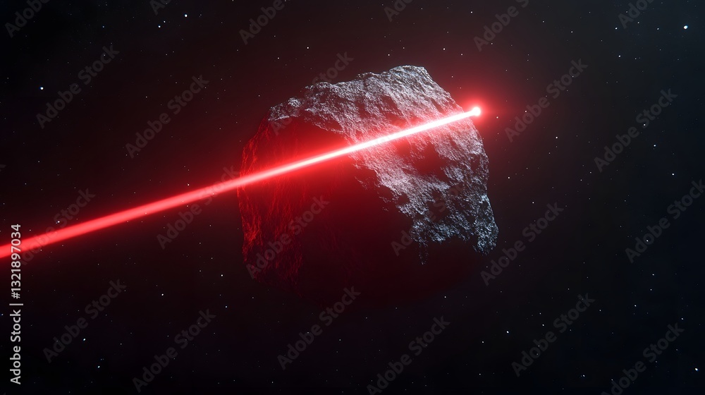 Aufkleber futuristic asteroid defense concept - lasers intercepting incoming meteor in outer space