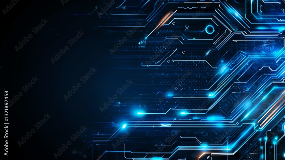 Aufkleber a vibrant high-tech background featuring intricate circuits and glowing blue lines. perfect for illu