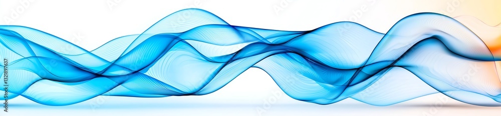 Poster an abstract wave pattern featuring flowing lines in vibrant blue tones. the design evokes a sense of