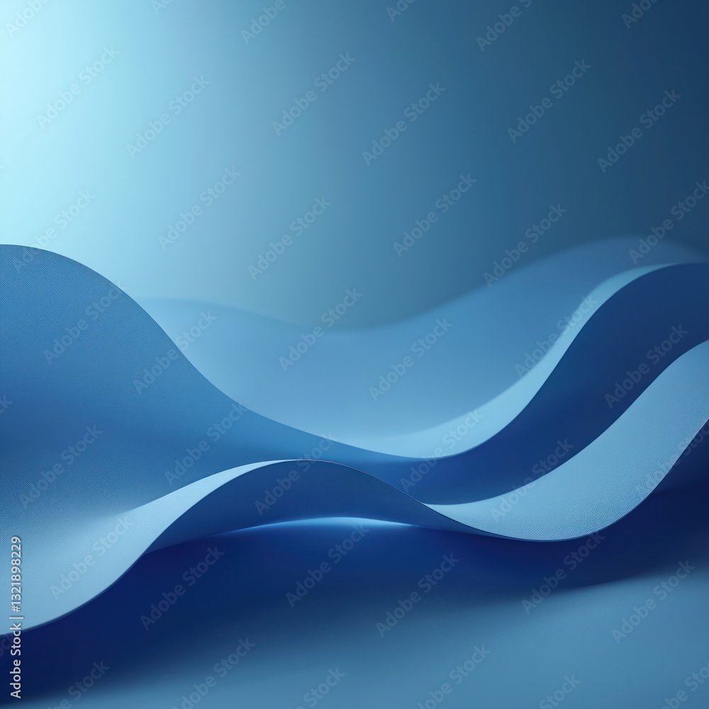Aufkleber minimalist blue background features smooth gradient with glowing abstract curved shapes. clean, flow