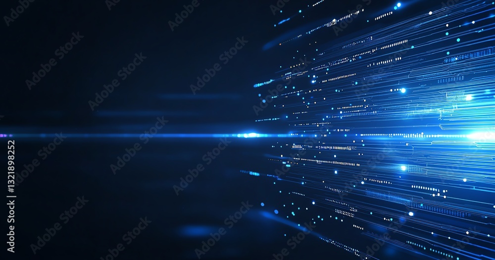 Poster a mesmerizing array of blue light streaks creating an effect of motion and speed. ideal for represen