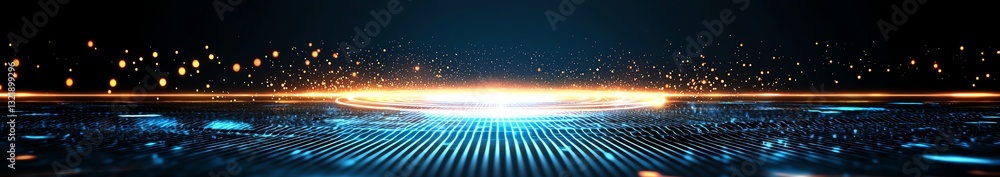 Aufkleber a futuristic digital landscape featuring glowing lines and light rays, symbolizing advanced technolo