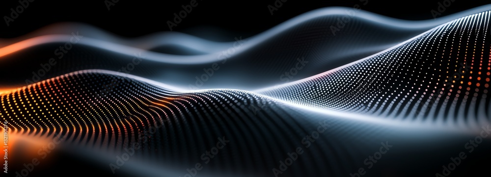 Poster a mesmerizing abstract design featuring smooth, flowing waves of light and shadow, creating an ether